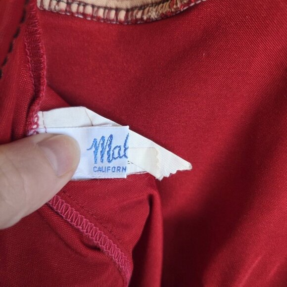 Vtg 80s 90s Malibu M/L Swimsuit One Piece Red Open Back Halter Racerback Retro - Picture 9 of 12